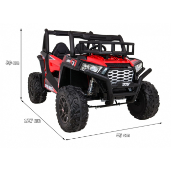 Buggy UTV Terenówka dla dzieci Czerwony + Pilot + Bagażnik + Wolny Start + EVA + MP3 LED